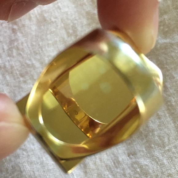 Vintage Saint Laurent Onyx Cocktail Ring Size 6 - Picture 5 of 6